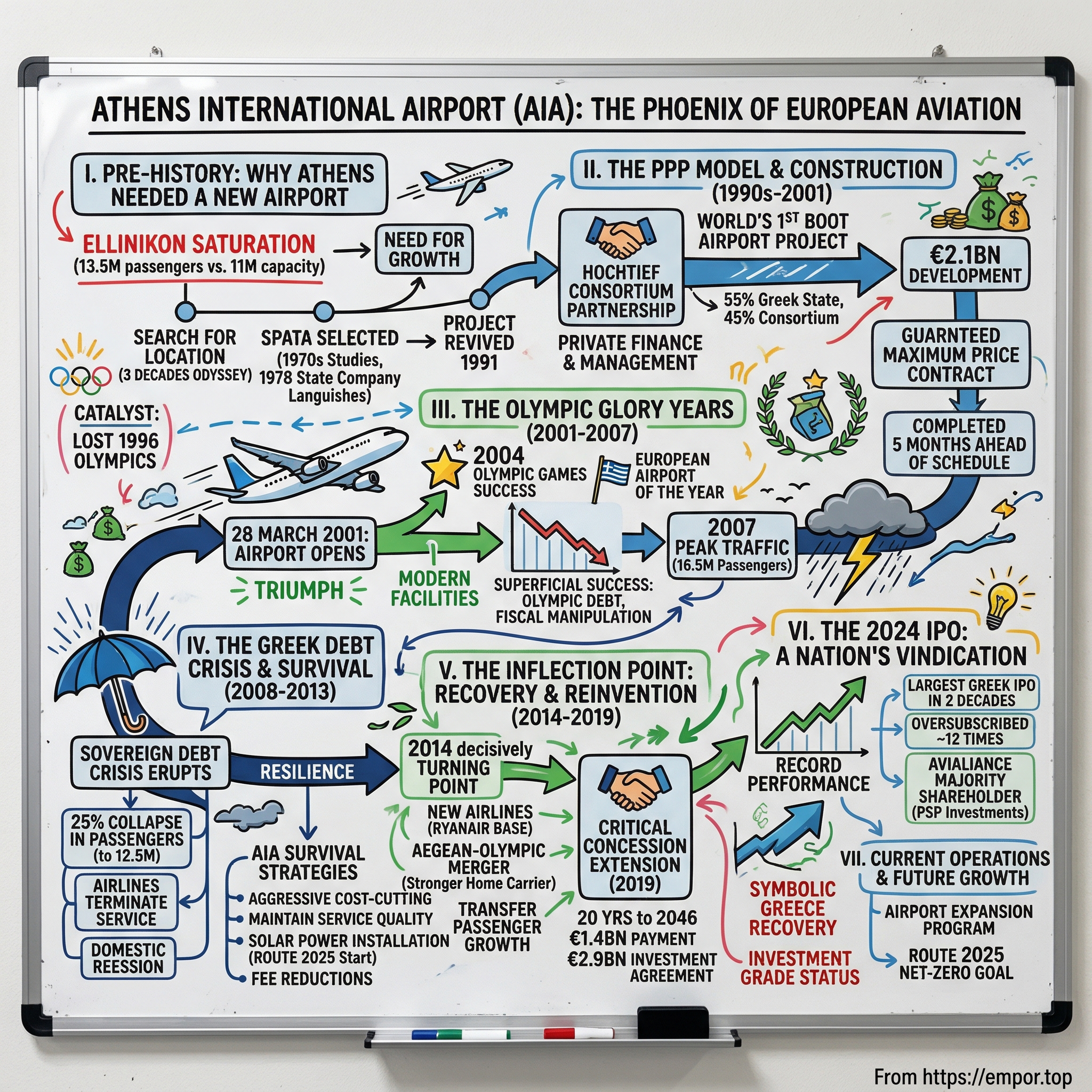 Athens International Airport visual story map