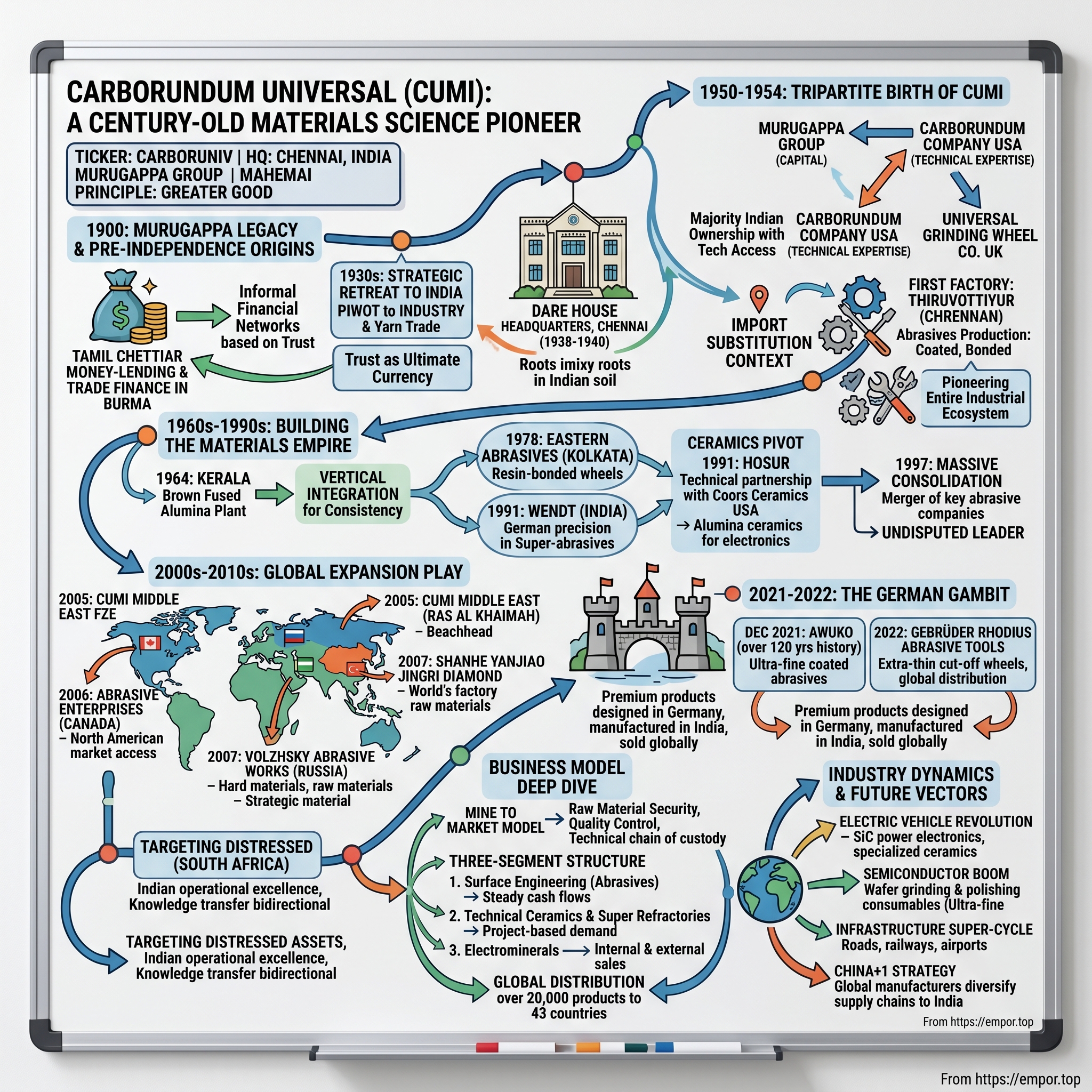 Carborundum Universal visual story map