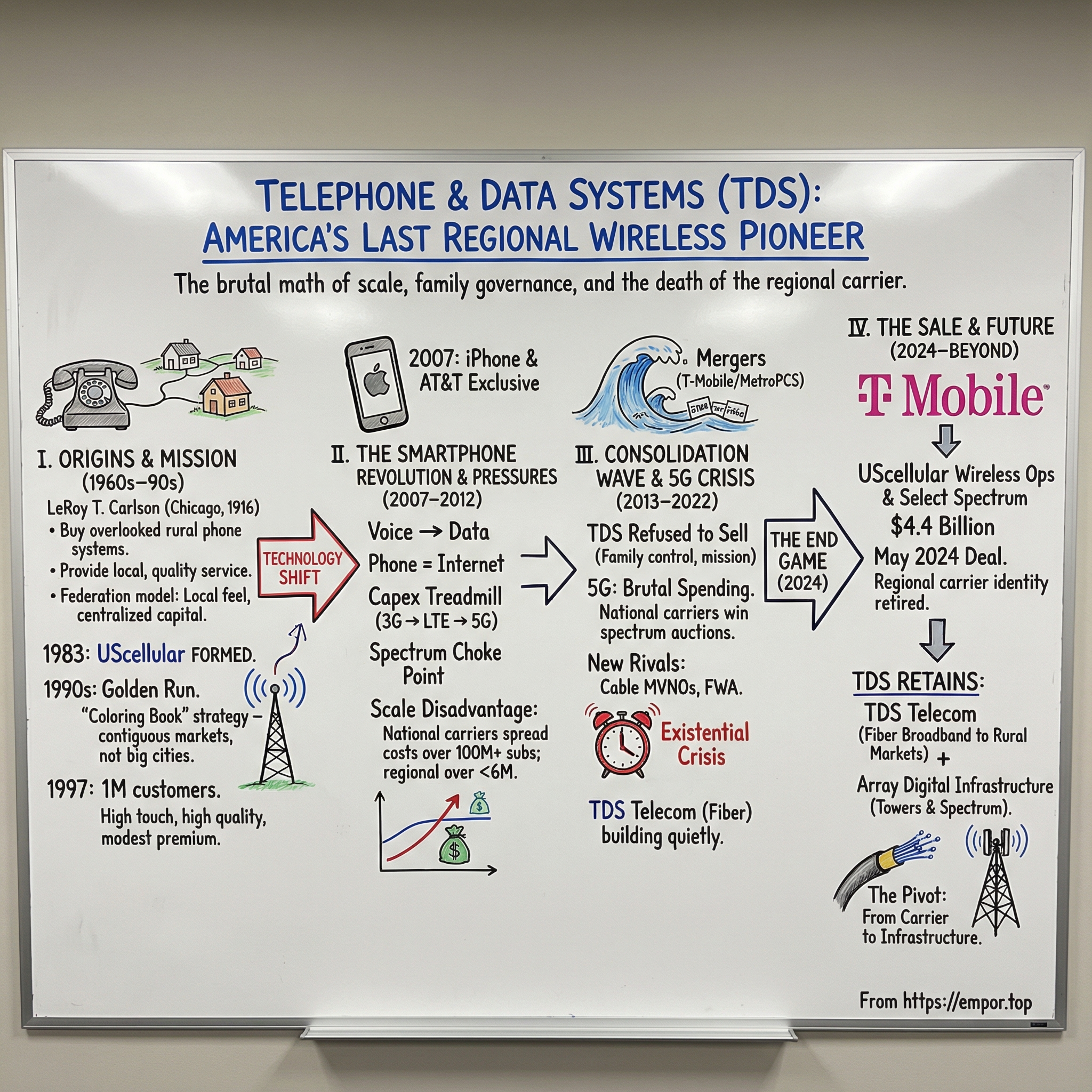 Telephone & Data Systems visual story map
